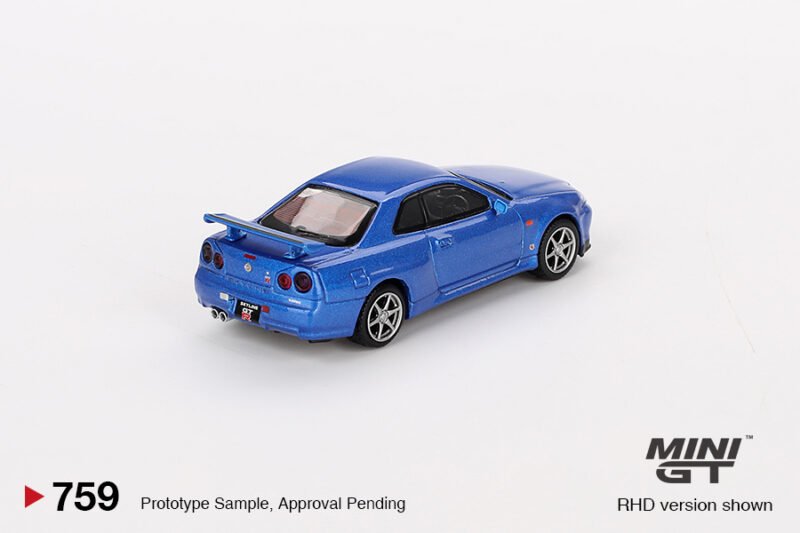 Nissan Skyline GT-R R34 V-Spec Bayside Blue – Mini GT - obrazek 2