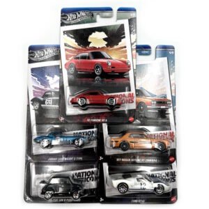 Zestaw Hot Wheels National Icons 1:64 – Porsche, Skyline, GT40, E-Type, Fiat