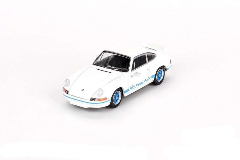 Mini GT Porsche 911 Carrera RS 2.7 – Grand Prix White with Blue Livery - obrazek 2