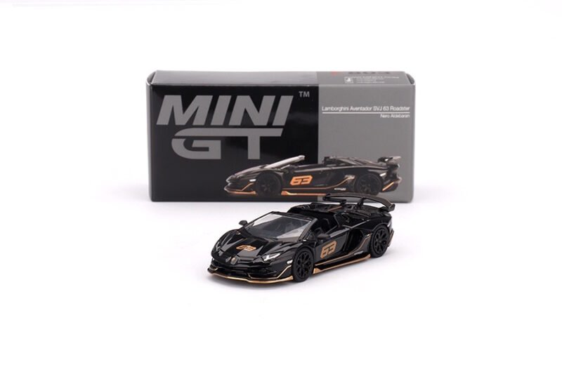 Mini GT Lamborghini Aventador SVJ 63 Roadster Nero Aldebaran