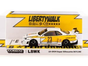 Nissan Skyline GT-R R34 LBWK #23 White/Yellow 1:43