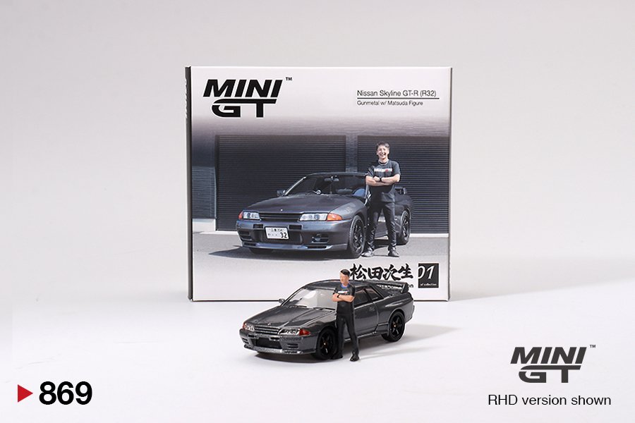 Mini GT Nissan Skyline GT-R R32 Gunmetal + Figure 1:64