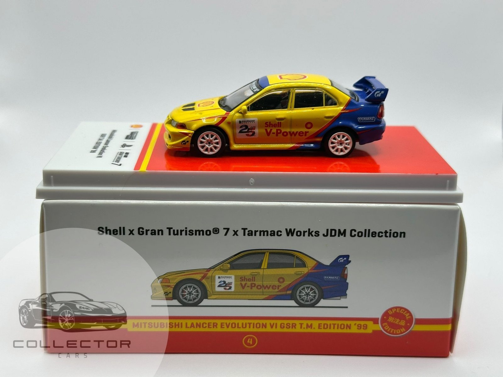 Tarmac Works Mitsubishi Lancer Evolution VI GSR T.M. Edition ’99 – 1:64