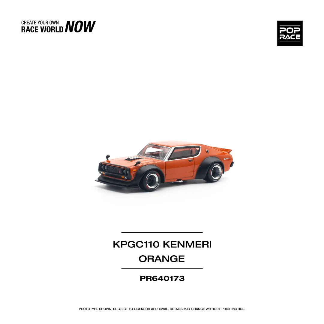 Pop Race Nissan Skyline GT-R KPGC110 Kenmeri Orange 1:64
