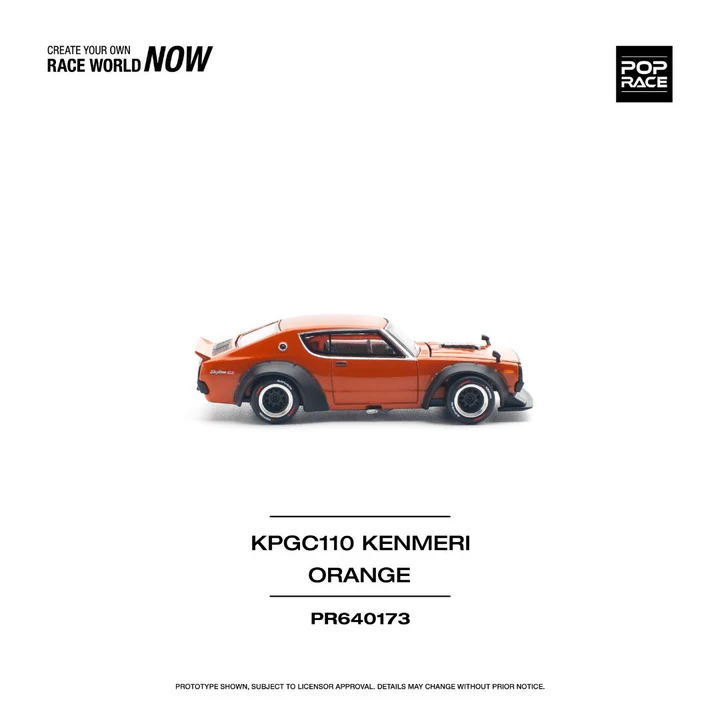 Pop Race Nissan Skyline GT-R KPGC110 Kenmeri Orange 1:64 - obrazek 2