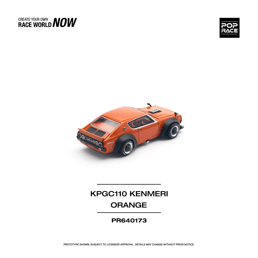 Pop Race Nissan Skyline GT-R KPGC110 Kenmeri Orange 1:64 - obrazek 3