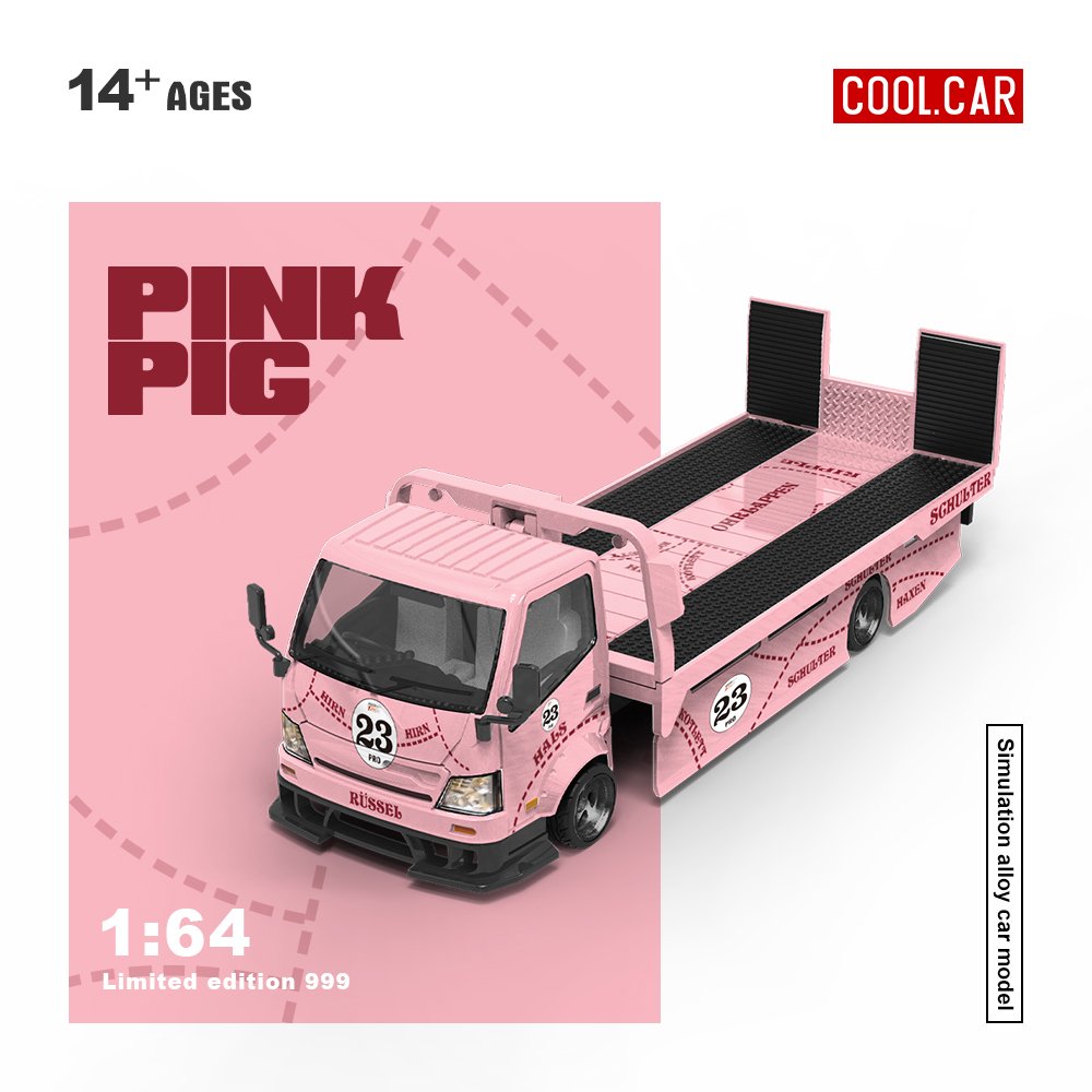 COOL.CAR Pink Pig Transporter Truck Limited 999 1:64