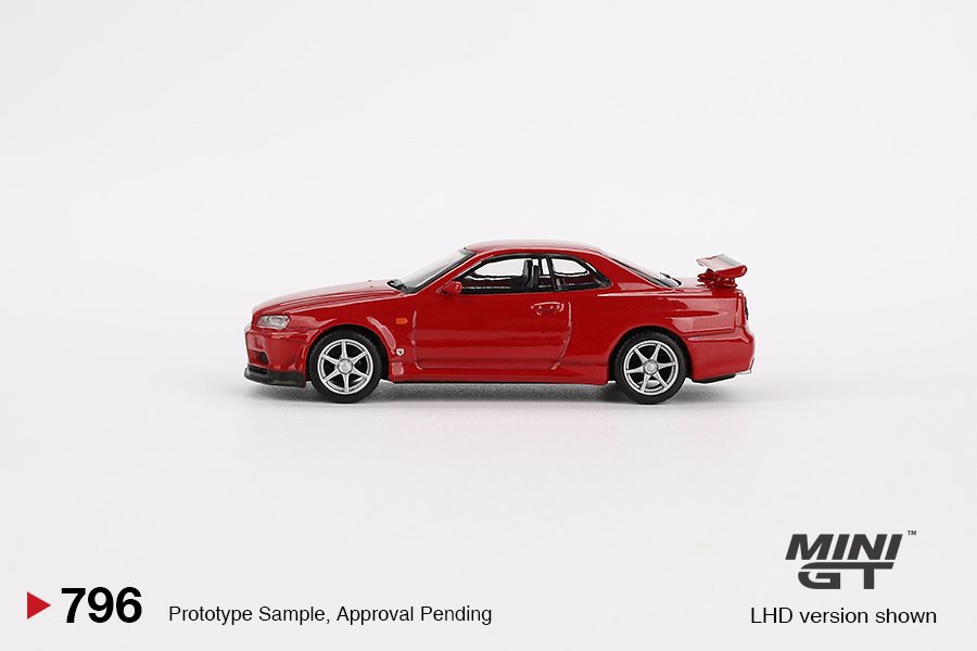 Mini GT Nissan Skyline GT-R R34 V-Spec Active Red 1:64 - obrazek 2