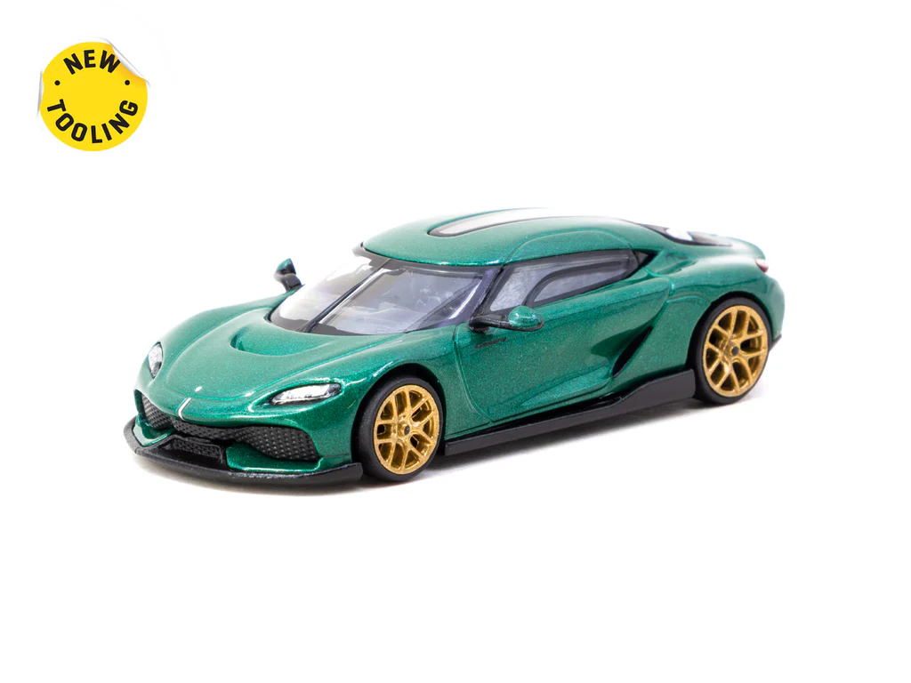 Tarmac Works Koenigsegg Gemera Green Gold Wheels 1:64 - obrazek 2