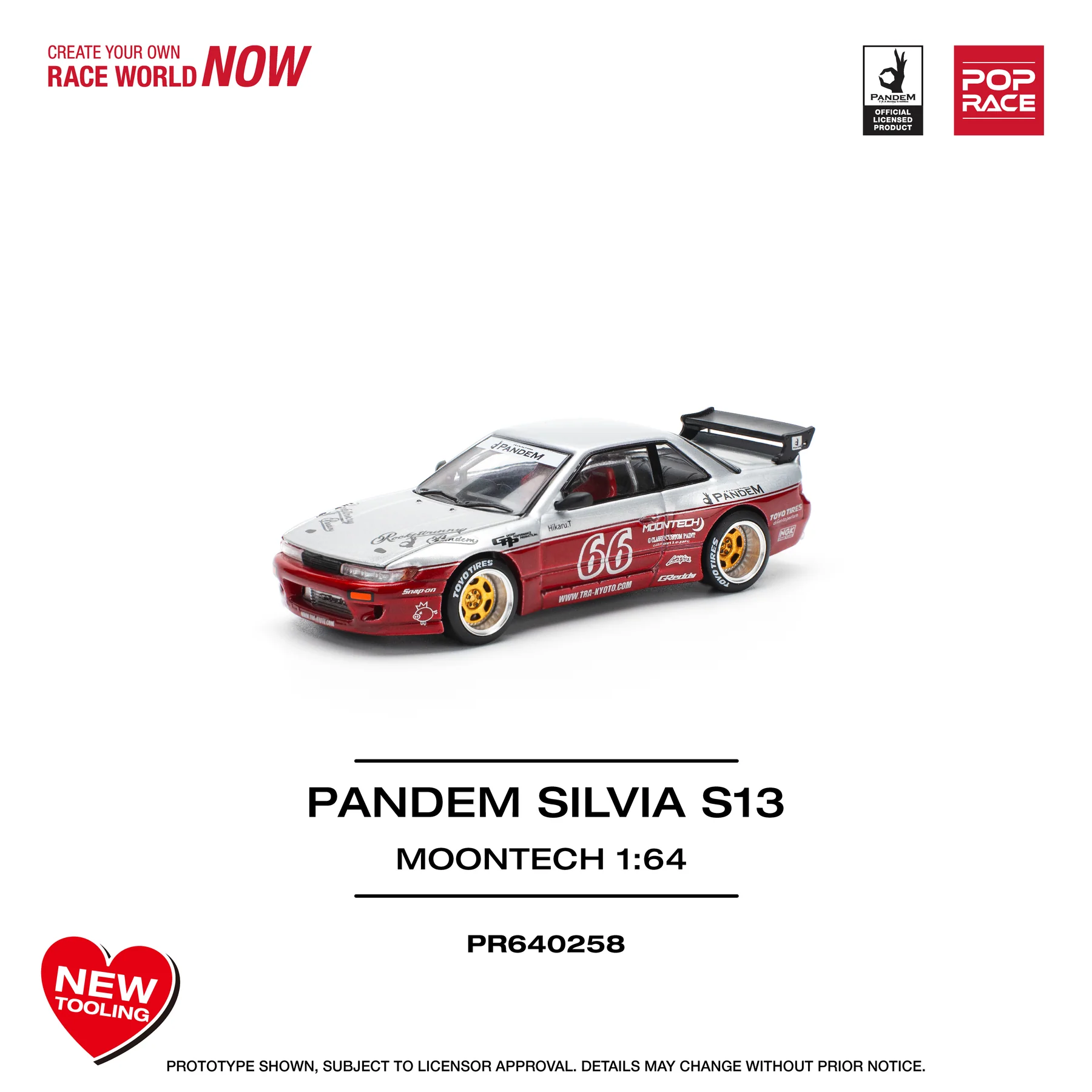 Pop Race Pandem Silvia S13 Moontech Red PR640258 1:64