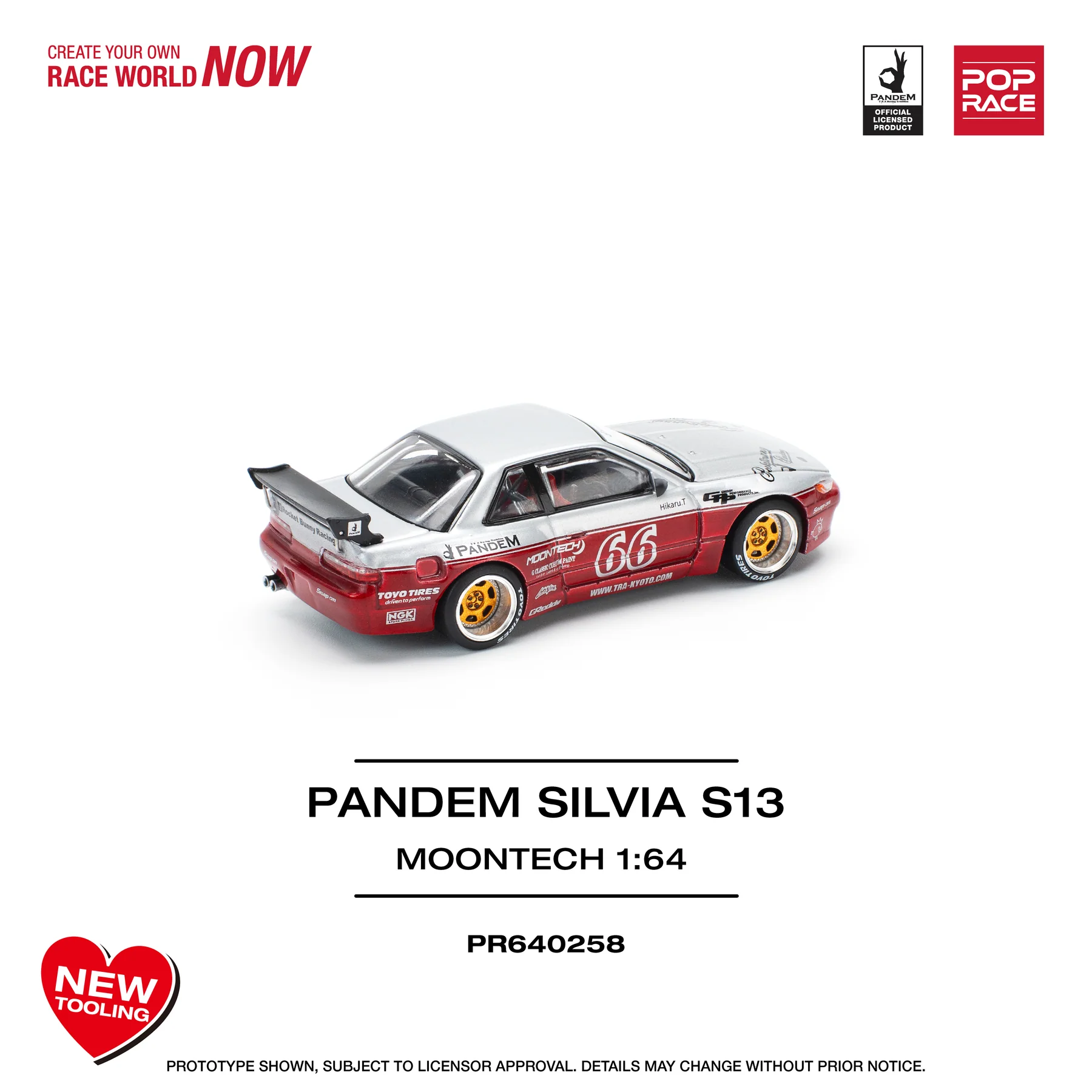 Pop Race Pandem Silvia S13 Moontech Red PR640258 1:64 - obrazek 2