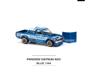 Pop Race Datsun 620 Pickup Pandem Modified Blue Toyo Tires Livery 1:64