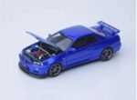 Focal Horizon 1:64 Nissan Skyline GT-R R34 Blue V2 Opening Hood