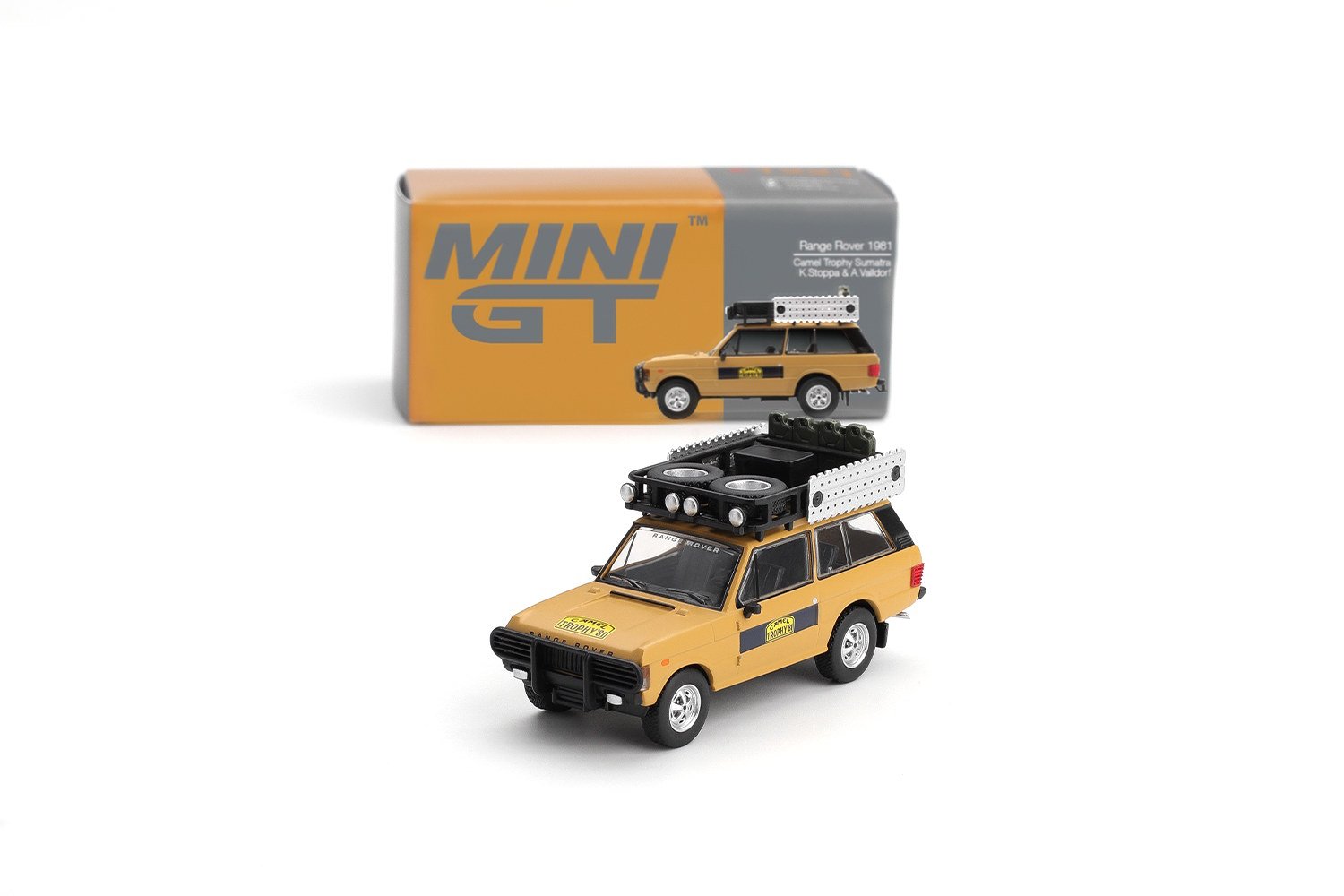MINI GT Range Rover 1981 Camel Trophy Sumatra Stoppa & Valldorf 1:64 MGT01221