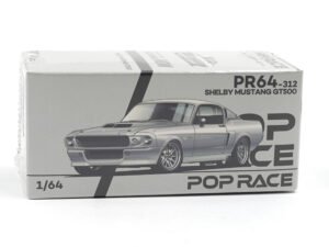POP RACE Shelby Mustang GT500 Silver Chrome 1:64 PR640312